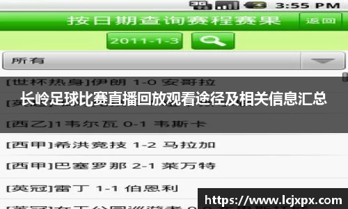 长岭足球比赛直播回放观看途径及相关信息汇总